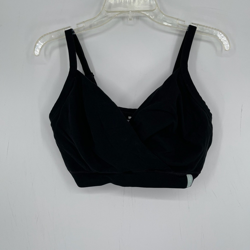 Kindly Yours Women's Black Crossover Wireless Lounge Bralette Plus Size XXXL 3XL